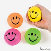 Neon Smile Face Stress Balls<br>2 1/2"-1 dozen